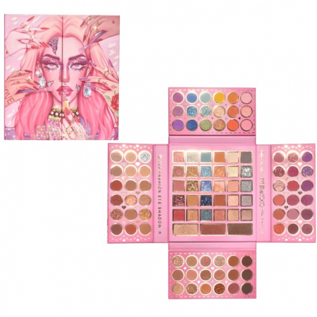 Palete Farduri si Truse Make-Up - Paleta de Farduri Kevin&amp;Coco, 105 Culori, Stil Pliabil, Conturing si Iluminator incluse, Dreptunghiulara, Fara Sulfati, Pudra Compacta, 18.7 x 17.2 x 2.7 cm, 109 g, multicolor