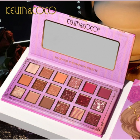 Paleta de farduri Kevin&amp;Coco, 18 culori, nuante captivante, design compact, 19 x 10 cm, 180 g, multicolor [1]