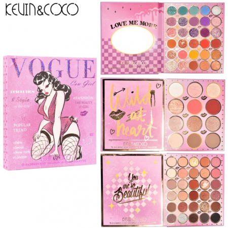Paleta de Farduri Kevin&amp;Coco, 72 culori, Stil Carte, 3 Straturi, Pudra Compacta, Clasic, Fara Sulfati, 14 x 14 cm, 80 g, multicolor [5]