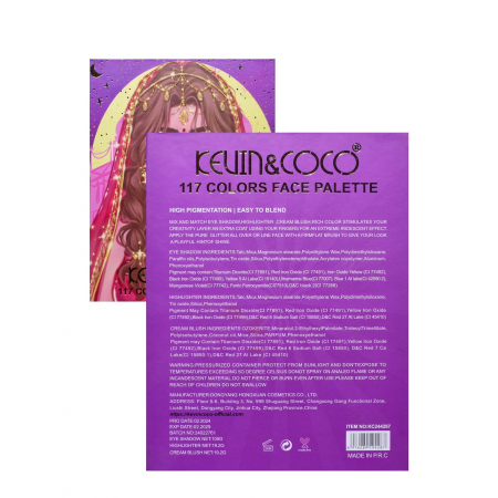 Paleta de Machiaj, KEVIN &amp;amp; COCO, Girl Power, Fard de Pleoape, Iluminator, Blush Cremos, 117 culori, 19 x 14.8 x 3.4 cm [3]