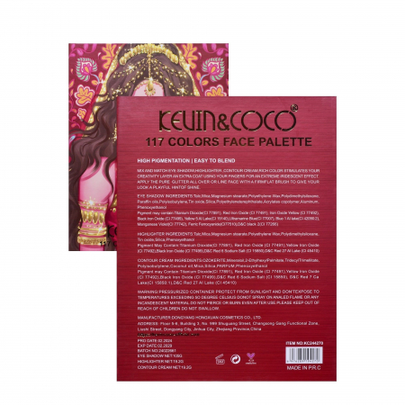 Paleta de Machiaj, KEVIN &amp;amp; COCO, Good Luck, Fard de Pleoape, Iluminator, Blush Cremos, 117 culori, 19 x 14.8 x 3.4 cm [10]