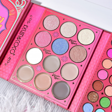 Paleta de Machiaj, KEVIN &amp;amp; COCO, Good Luck, Fard de Pleoape, Iluminator, Blush Cremos, 117 culori, 19 x 14.8 x 3.4 cm [6]