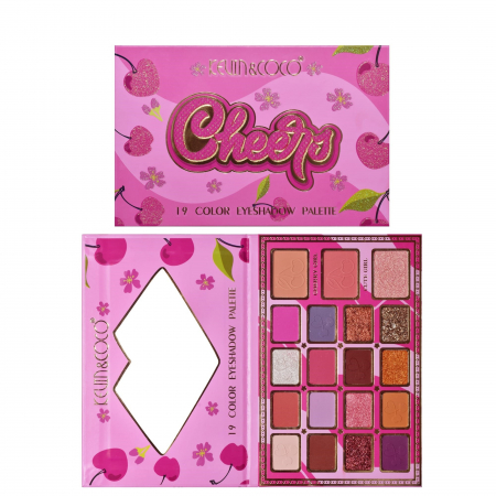 Paleta de Machiaj, KEVIN &amp; COCO, Cherry Blossom. Fard de Pleoape, 19 culori, 19.2 x 12.8 x 1.4 cm [7]