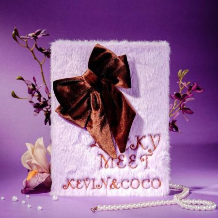 Paleta de Machiaj tip Carte, Kevin&amp;Coco, Model Purple Plush Bow Palette, 82 Nuante, Paleta All-in-One, Farduri, Blush si Iluminatoare, 22.8x17.4x4.6 cm, Multicolor [1]