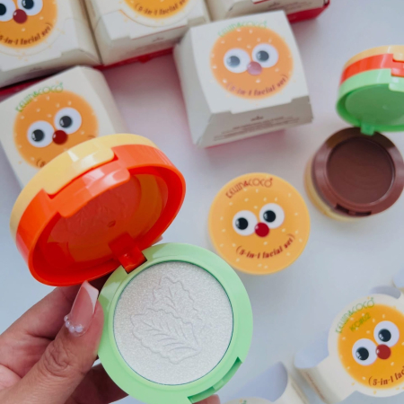 Paleta Multifunctionala, Kevin&amp;Coco, Model Burger, Set Machiaj 5 in 1, Blush, Iluminator, Contur, Pudra, Design Compact, 122 g, 8.7 x 8.7 x 6 cm, Nuanta 02 [9]