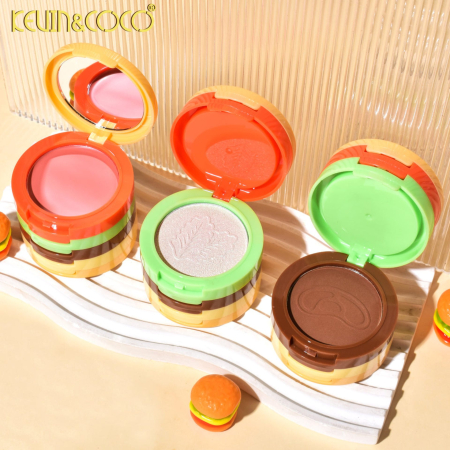 Paleta Multifunctionala, Kevin&amp;Coco, Model Burger, Set Machiaj 5 in 1, Blush, Iluminator, Contur, Pudra, Design Compact, 122 g, 8.7 x 8.7 x 6 cm, Nuanta 02 [3]