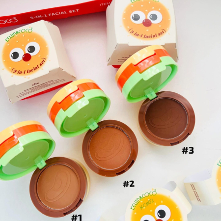 Paleta Multifunctionala, Kevin&amp;Coco, Model Burger, Set Machiaj 5 in 1, Blush, Iluminator, Contur, Pudra, Design Compact, 122 g, 8.7 x 8.7 x 6 cm, Nuanta 03 [11]