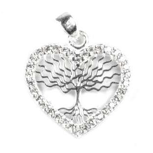 Bijuterii argint - Pandantiv Copac in inima cu pietre, Argint 925, 1 g, 1.8 cm x 1.5 cm