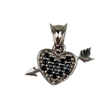 Pandantiv din Argint 925 Inima cu Sageata si Zirconii Negre [1]