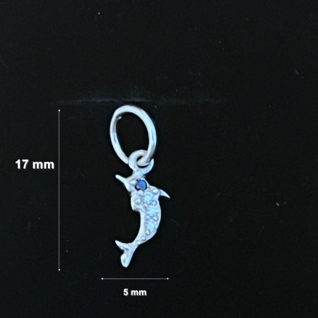 Pandantiv din Argint 925 Jolie Silver, Model Delfin cu Zirconii, 17 x 5 mm, 0.5 g [1]