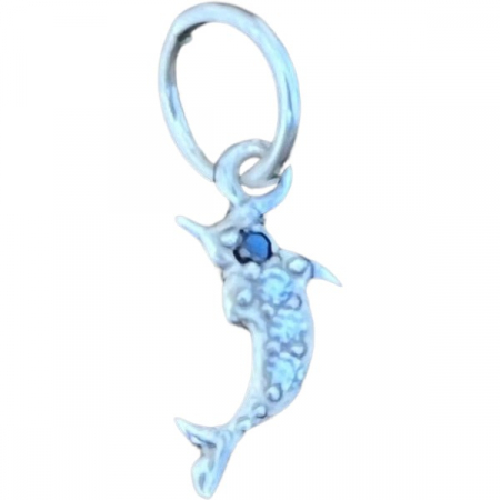 Bijuterii argint - Pandantiv din Argint 925 Jolie Silver, Model Delfin cu Zirconii, 17 x 5 mm, 0.5 g