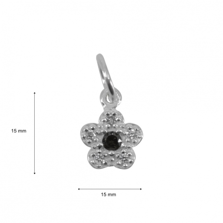 Pandantiv din Argint 925, Jolie Silver, Model Floare Cu Pietre, 0.9 g, 1 x 1 cm, Alb [3]