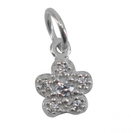 Pandantive Argint - Pandantiv din Argint 925, Jolie Silver, Model Floare Cu Pietre, 0.9 g, 1 x 1 cm, Alb