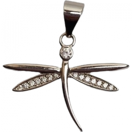 Bijuterii argint - Pandantiv din Argint 925 Jolie Silver, Model Libelula cu Zirconii, 23 x 20 mm, 1.8 g