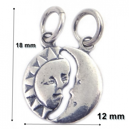 Pandantiv din Argint 925 Jolie Silver, Model Soare si Luna, 18 x 12 mm, 1.2 g [4]