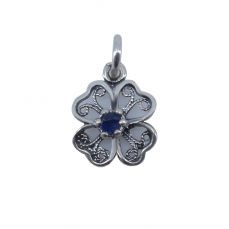 Pandantiv din Argint 925 Trifoi Filigran cu Piatra,0.98 g [1]