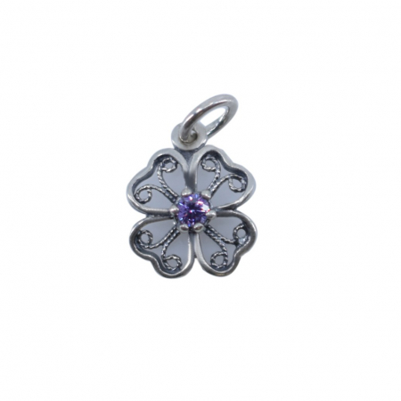 Pandantiv din Argint 925 Trifoi Filigran cu Piatra,0.98 g [4]