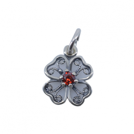 Pandantiv din Argint 925 Trifoi Filigran cu Piatra,0.98 g [2]