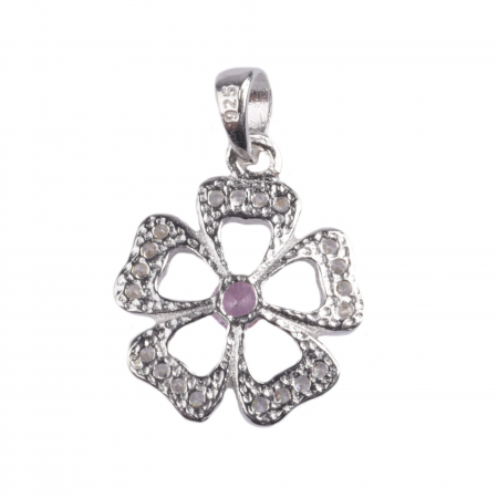 Pandantiv Floare cu Pietre, Argint 925, 1.8 cm x 1.2 cm [5]