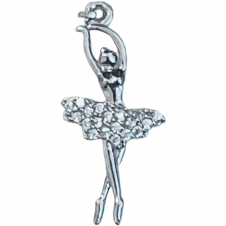 Bijuterii argint - Pandantiv, Jolie Silver, Argint 925, Model Balerina cu Zirconii, 27 x 10 mm, 1.1 g