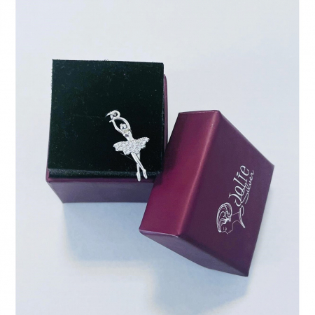 Pandantiv, Jolie Silver, Argint 925, Model Balerina cu Zirconii, 27 x 10 mm, 1.1 g [2]