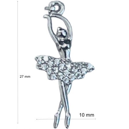 Pandantiv, Jolie Silver, Argint 925, Model Balerina cu Zirconii, 27 x 10 mm, 1.1 g [1]