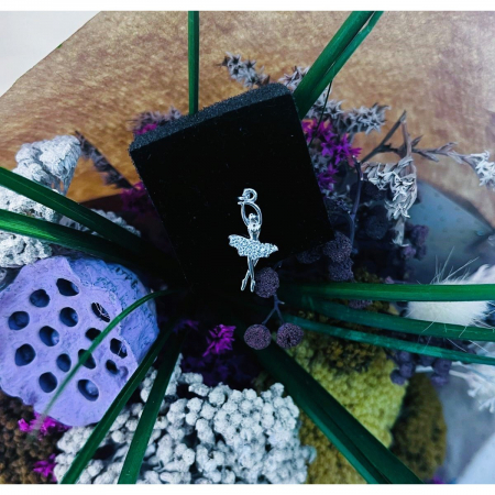 Pandantiv, Jolie Silver, Argint 925, Model Balerina cu Zirconii, 27 x 10 mm, 1.1 g [3]