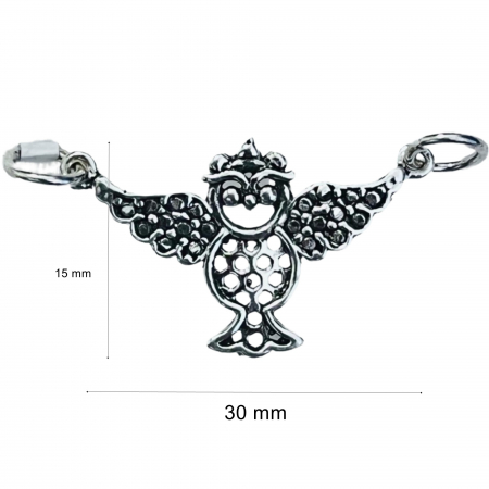 Pandantiv, Jolie Silver, Argint 925, Model Bufnita Patinata, 30 x 15 mm, 2.4 g [4]