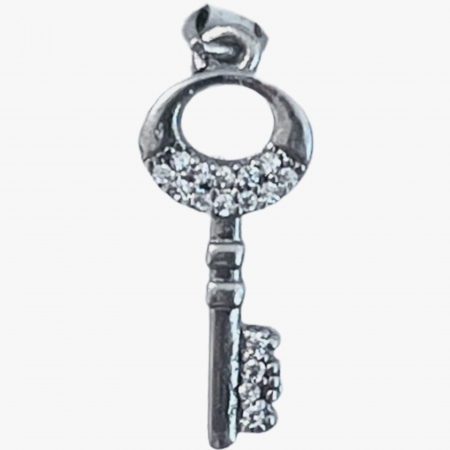 Pandantive Argint - Pandantiv, Jolie Silver, Argint 925, Model Cheie Rodiata cu Pietre, 25 x 8 mm, 1.2 g