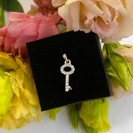 Pandantiv, Jolie Silver, Argint 925, Model Cheita Rodiata cu Pietre, 0.6 g, 15x7 mm [6]