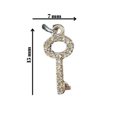 Pandantiv, Jolie Silver, Argint 925, Model Cheita Rodiata cu Pietre, 0.6 g, 15x7 mm [1]