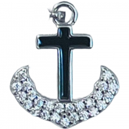 Bijuterii argint - Pandantiv, Jolie Silver, Argint 925, Model Cruce Ancora cu pietre, 13 x 13 mm, 1.1 g
