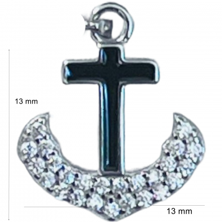 Pandantiv, Jolie Silver, Argint 925, Model Cruce Ancora cu pietre, 13 x 13 mm, 1.1 g [5]