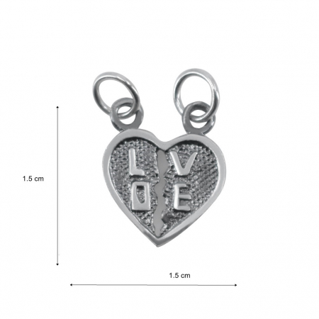 Pandantiv, Jolie Silver, Argint 925, Model Doua Jumatati Love, 1.1 g, 1.5 x 1.5 cm [5]