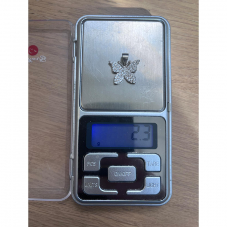 Pandantiv, Jolie Silver, Argint 925, Model Fluture cu Pietre Rodiat, Zirconiu, 18 x 15 mm, 2.3 g [7]