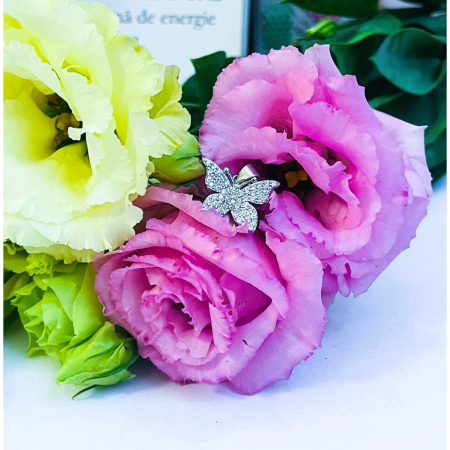 Pandantiv, Jolie Silver, Argint 925, Model Fluture cu Pietre Rodiat, Zirconiu, 18 x 15 mm, 2.3 g [6]