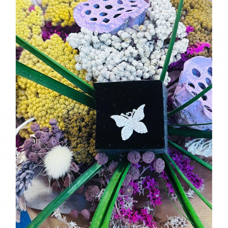 Pandantiv, Jolie Silver, Argint 925, Model Fluture cu Pietre Rodiat, Zirconiu, 18 x 15 mm, 2.3 g [5]