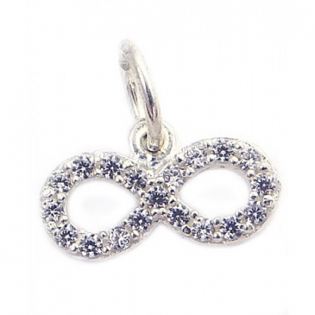 Bijuterii argint - Pandantiv, Jolie Silver, Argint 925, Model Infinit cu Pietre, Model Random, Zirconii, 10 x 12 mm, 0.6 g