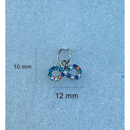 Pandantiv, Jolie Silver, Argint 925, Model Infinit cu Pietre, Model Random, Zirconii, 10 x 12 mm, 0.6 g [1]