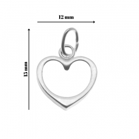 Pandantiv, Jolie Silver, Argint 925, Model Inima Contur, 0.6 g, 15x12 mm [3]