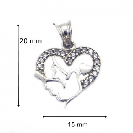 Pandantiv, Jolie Silver, Argint 925, Model Inima cu Porumbel, 20 x 15 mm, 1.5 g [6]