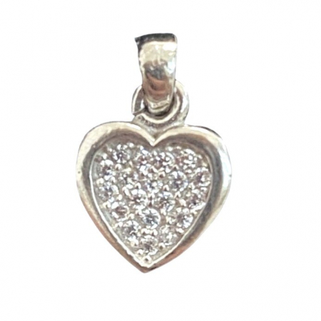 Pandantiv, Jolie Silver, Argint 925, Model Inima cu Zirconii, 0.7 g, 10x10 mm [0]