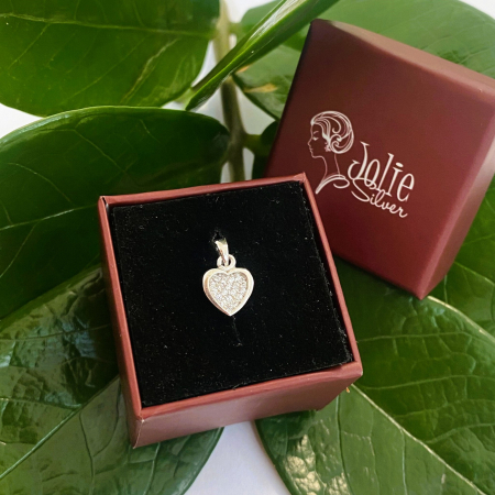 Pandantiv, Jolie Silver, Argint 925, Model Inima cu Zirconii, 0.7 g, 10x10 mm [2]