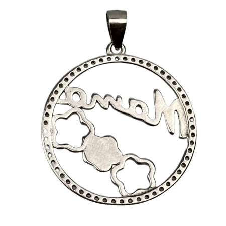 Pandantiv, Jolie Silver, Argint 925, Model Mama (cerc cu flori), Zirconiu, 22 x 22 mm, 3 g [2]