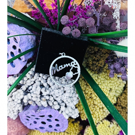 Pandantiv, Jolie Silver, Argint 925, Model Mama (cerc cu flori), Zirconiu, 22 x 22 mm, 3 g [5]