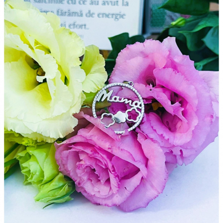 Pandantiv, Jolie Silver, Argint 925, Model Mama (cerc cu flori), Zirconiu, 22 x 22 mm, 3 g [6]