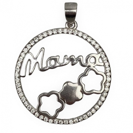 Bijuterii argint - Pandantiv, Jolie Silver, Argint 925, Model Mama (cerc cu flori), Zirconiu, 22 x 22 mm, 3 g