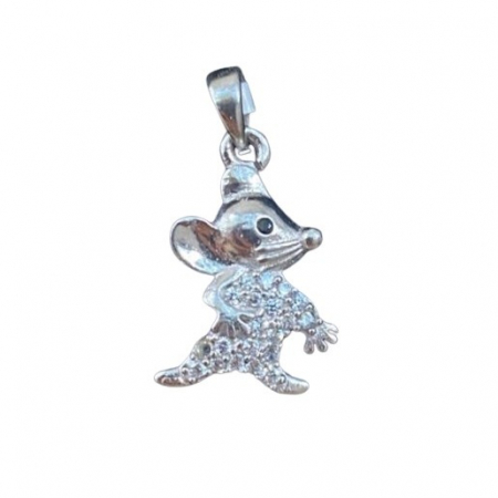 Bijuterii argint - Pandantiv, Jolie Silver, Argint 925, Model Soricel cu Zirconii, 1 g, 15x10 mm