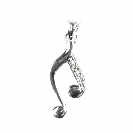 Bijuterii argint - Pandantiv Nota muzicala cu pietre, Argint 925, 2 x 1 cm