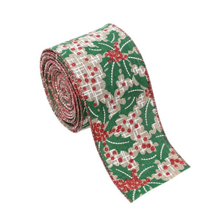 Casă și camping - Panglica Decorativa pentru Craciun, Flippy, Ornament pentru Brad de Craciun, Pretreceri, Panglica cu Design Brad de Craciun, 200 x 6.3 cm, Khaki 